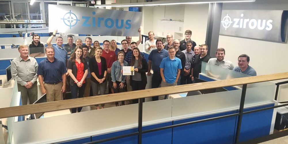 Zirous team with Top Workplaces award