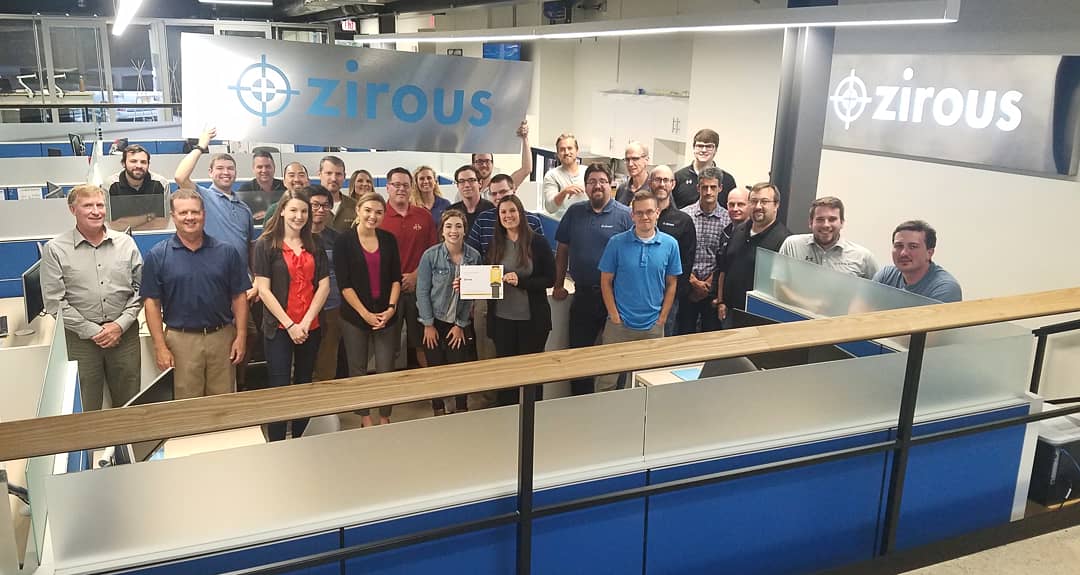 Zirous team with Top Workplaces award
