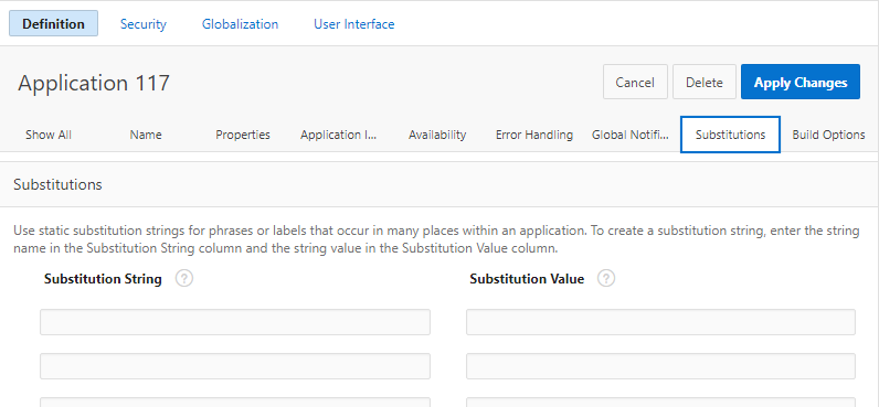 Substitution Values In APEX