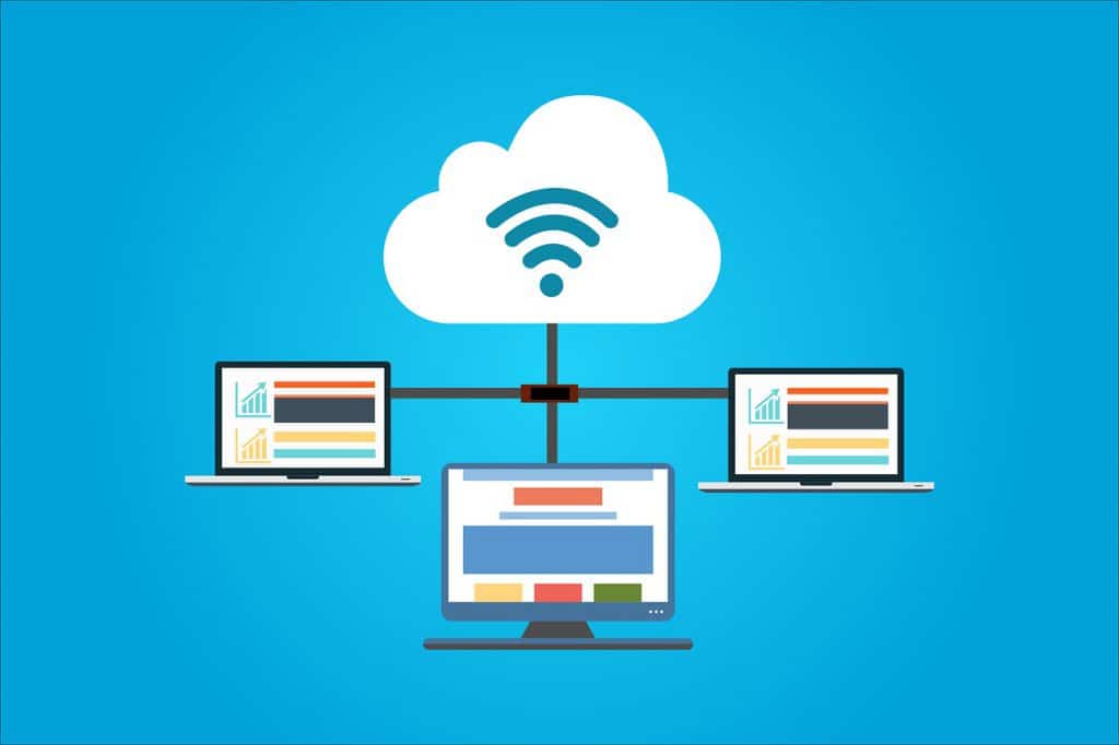 managed it cloud solutions - cloud with wifi symbol connected to computers