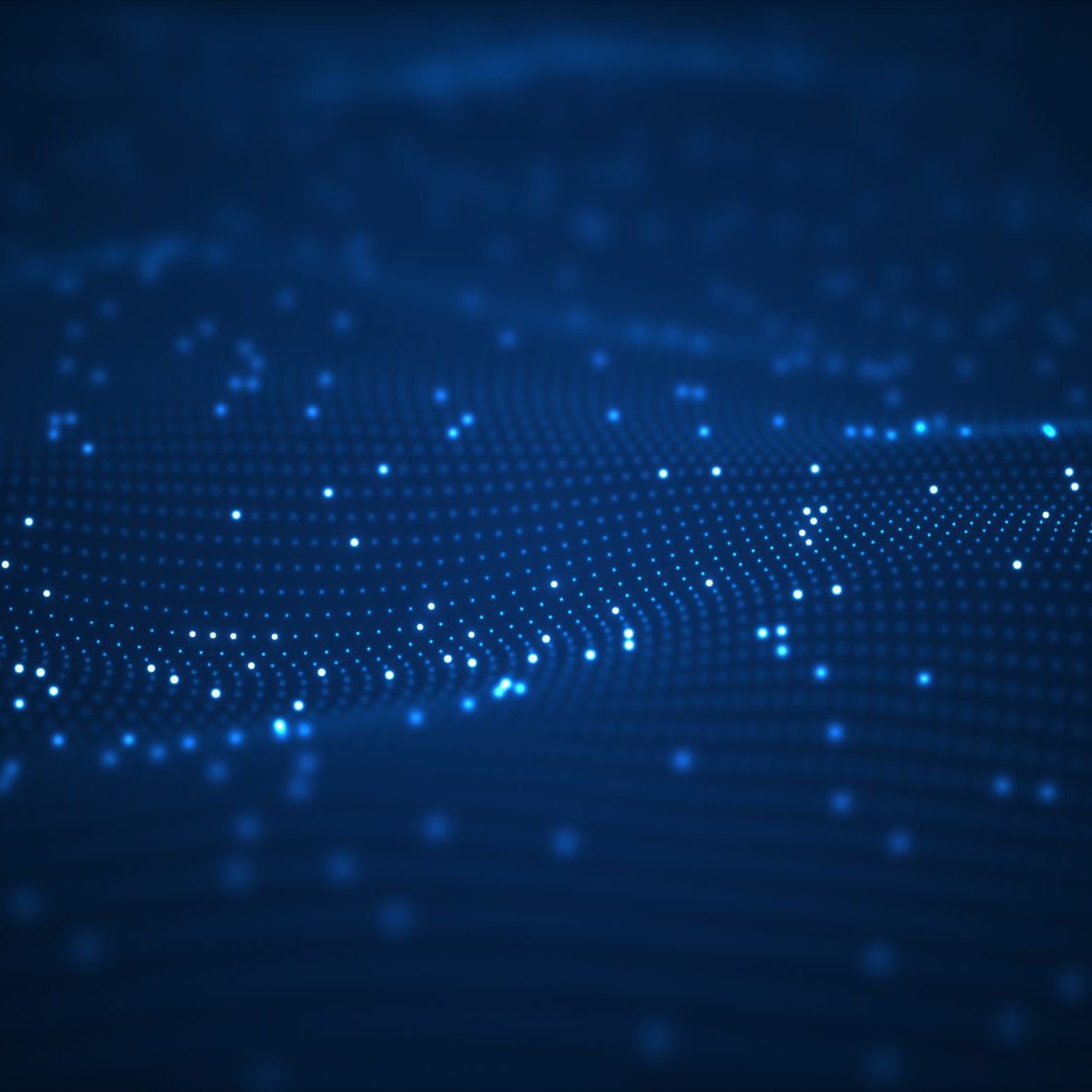 Technology digital wave background concept.Beautiful motion waving dots texture with glowing defocused particles. Cyber or technology background.