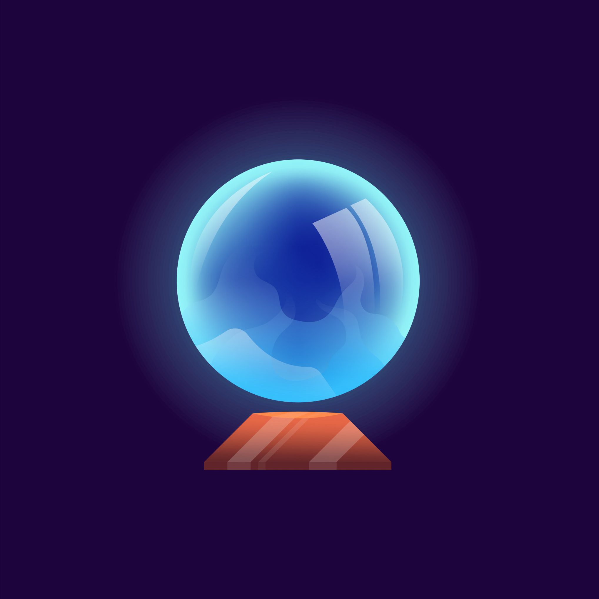 Concept Magic element ball. A mesmerizing flat vector illustration created for web use, portraying a magical cartoon concept on a dark background. Vector illustration.