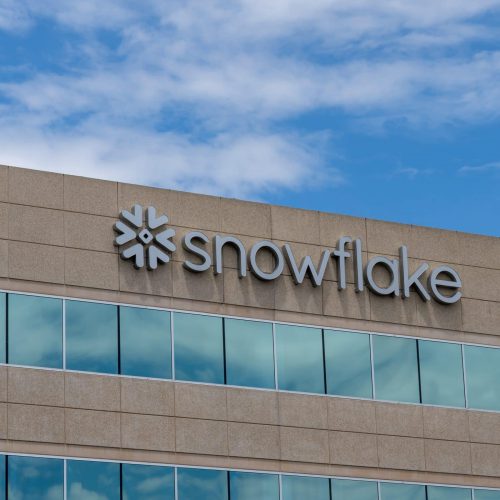 Snowflake sign on its office building in Dublin, California, USA - June 12, 2023. Snowflake Inc. is a cloud computing–based data cloud company. Snowflake sign on its office building in Dublin, California, USA - June 12, 2023. Snowflake Inc. is a cloud computing–based data cloud company.