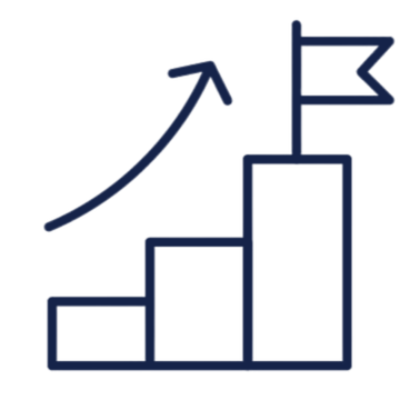 AI Accelerator Icon - Displays an arrow going up to simulate achieving measurable business outcomes.